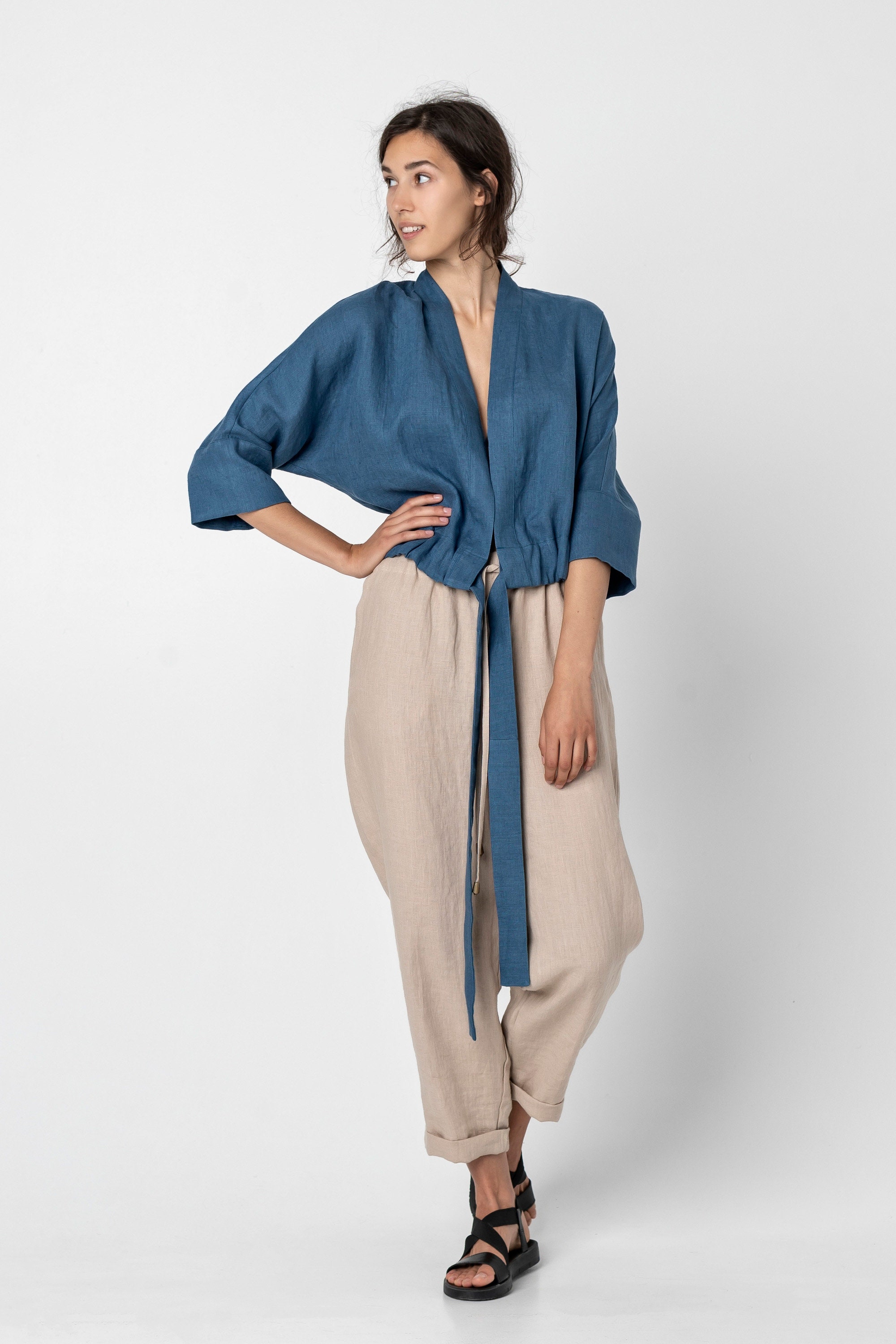 cropped linen jacket