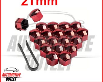 20pcs 21mm Wheel Nut Bolt Cover Caps, Red for Audi VW BMW MERCEDES, Universal