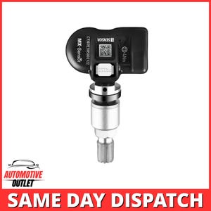 May include: A black MX-Sensor tyre pressure monitoring system sensor featuring a silver metal valve stem. The black housing displays the text MX-Sensor, a QR code, and 4 Nm. A silver button labelled PRESS is located on the top of the sensor unit.