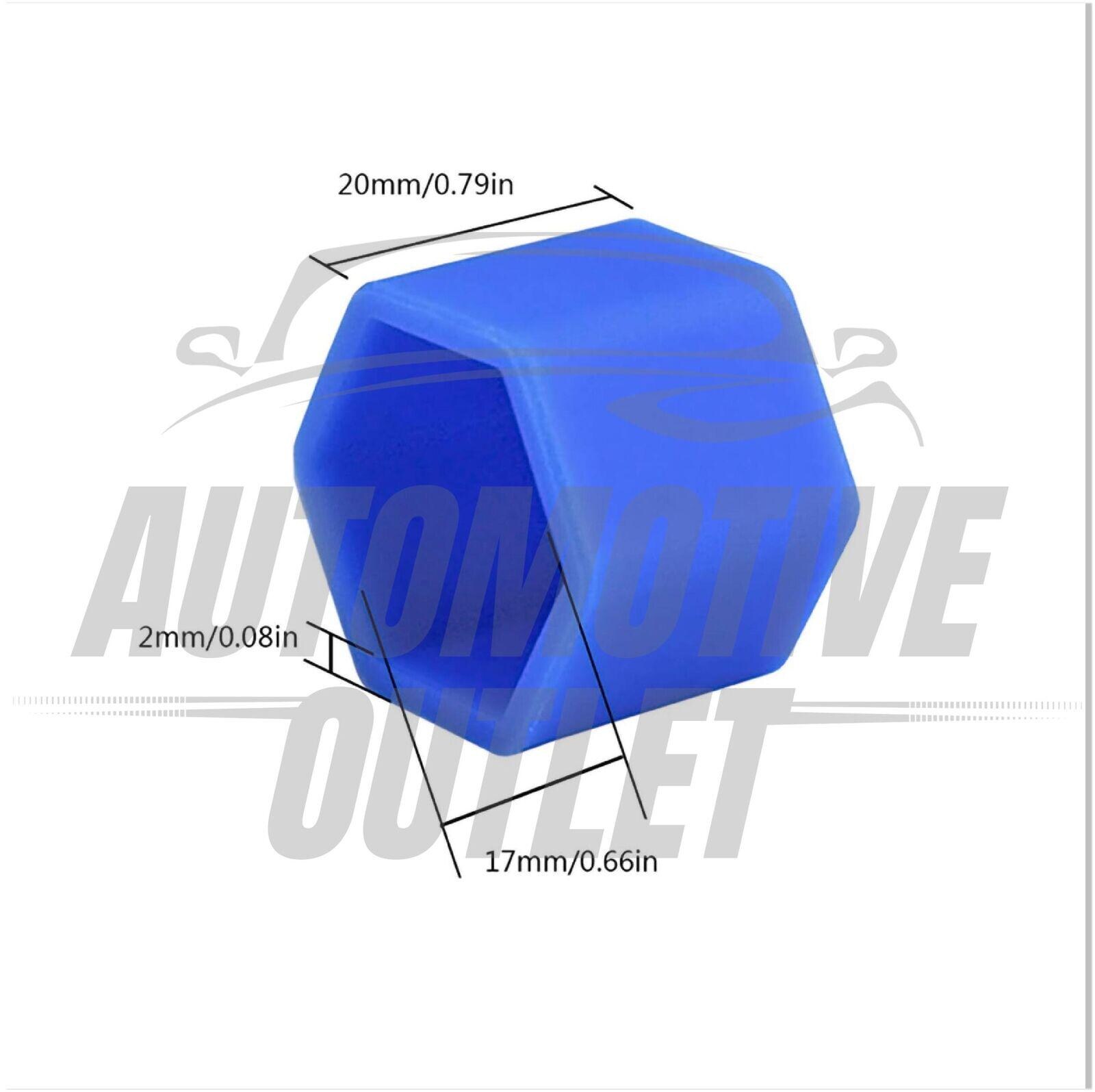 PUL 20x Blue Chrome Wheel Nut Cap Covers - 17mm Internal Diameter For Audi, VW, BMW, Mercedes