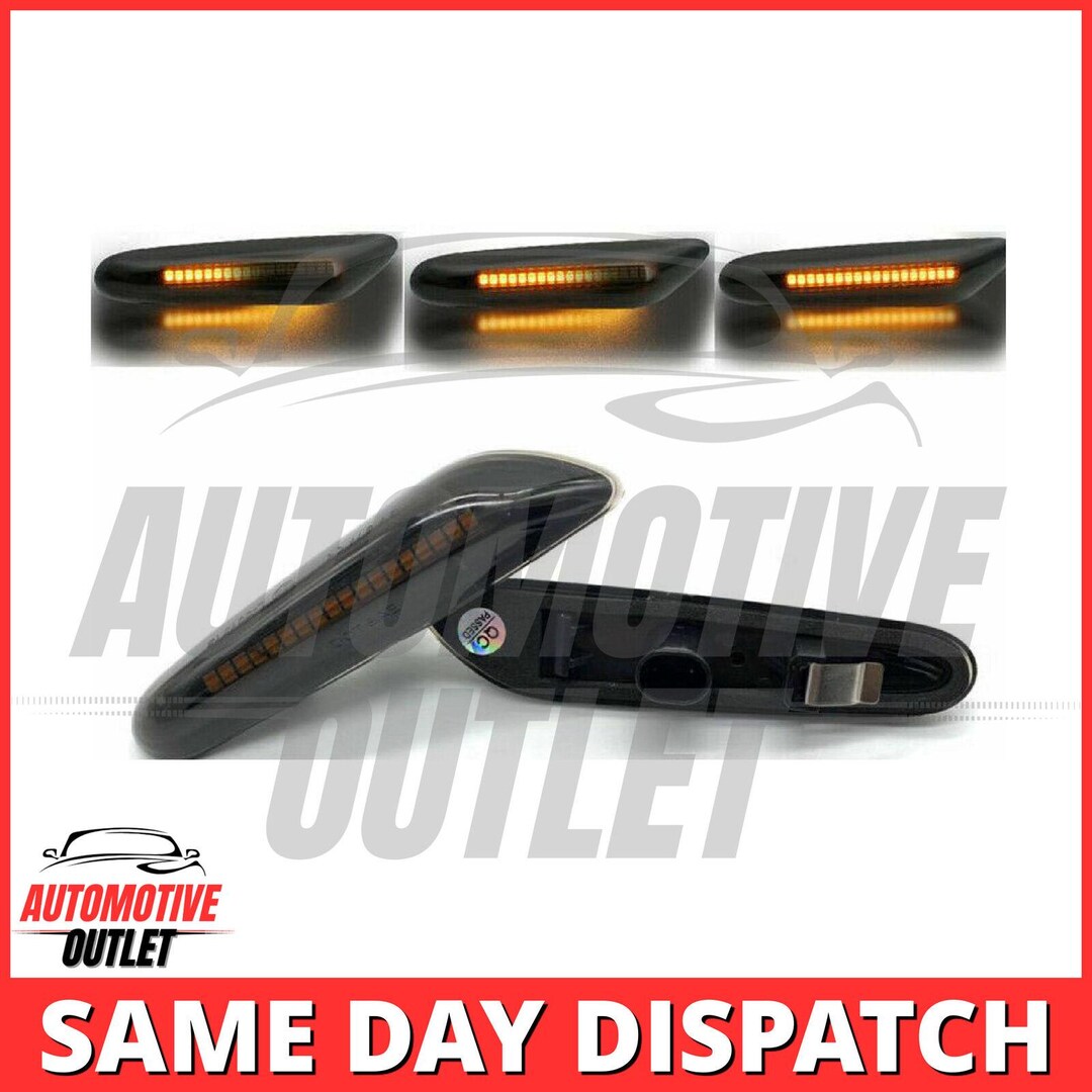 2x Dynamic LED Smoked Turn Signal Side Indicators For BMW E90 E91 E92 E60 E87 E82