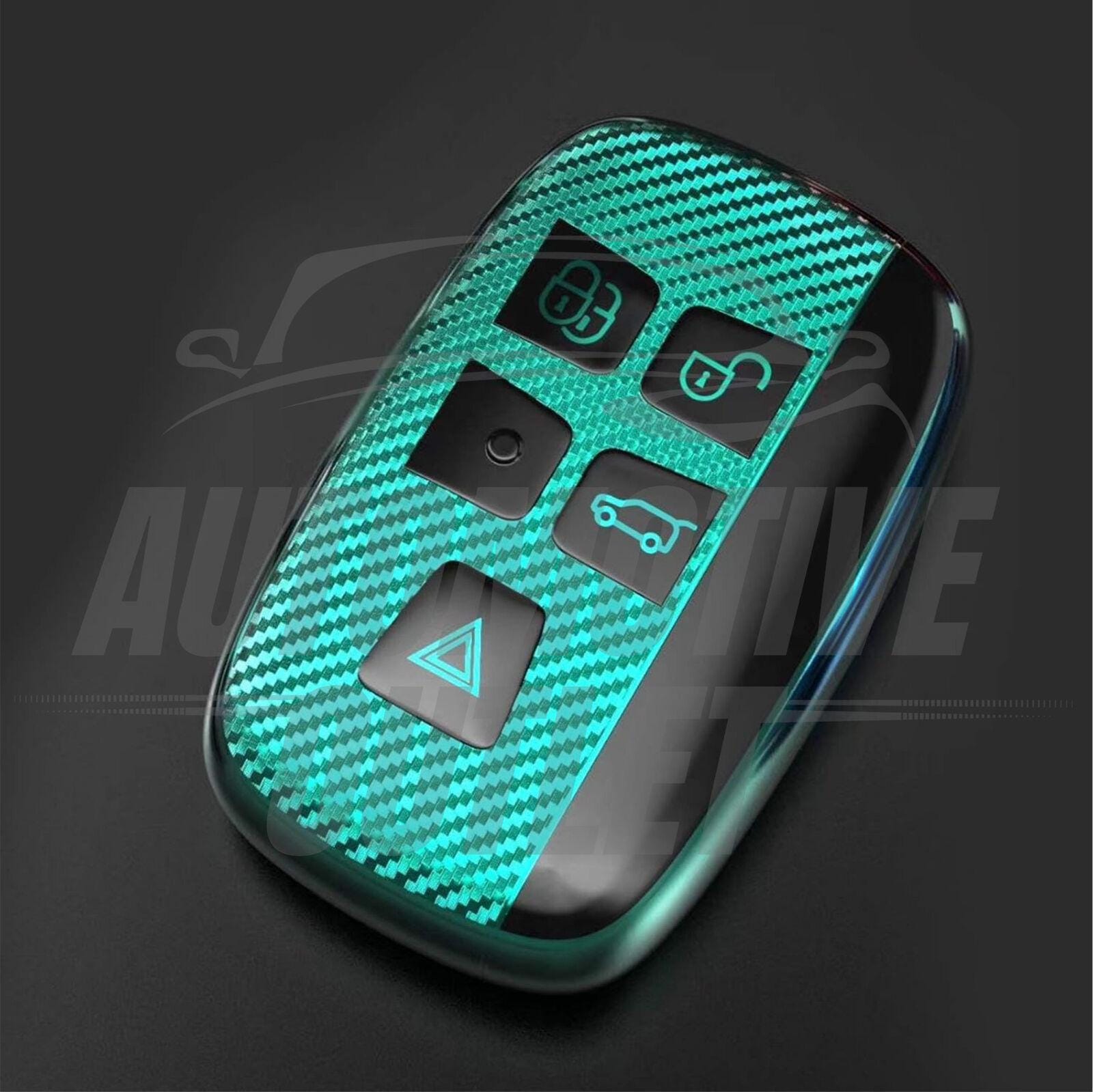 thumbnail image 2 of Carbon Fiber Look Key Fob Cover With Keychain For Land Rover & Jaguar – Protective Case 2 of 5