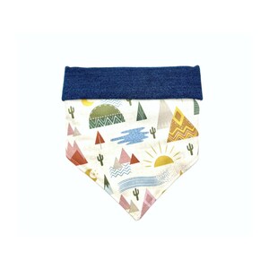 Outdoor Dog Bandana / Mountain Bandana / Patch Bandana / Boho Bandana / Hiking Bandana/ Pet Bandana /Explore Denim image 2