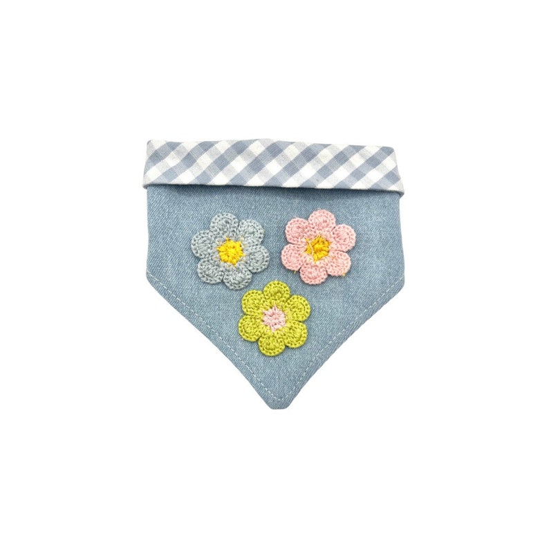 Floral Bandana / Flower Power Bandana / Spring Dog Bandana / Denim Dog Bandana image 1