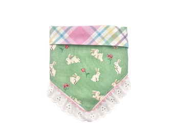 Green Bunny Bandana / Easter Bandana / Spring Dog Bandana / Dog Bandana