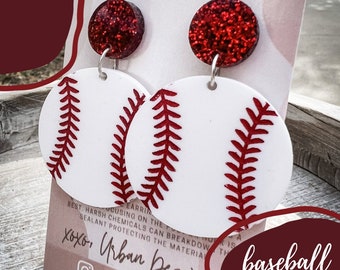 Baseball Dangle Earring for her, Baseball season, Baseball Mom, Baseball Mom, Baseball gift, Sport Earring, Baseball Apparel, Number Earring