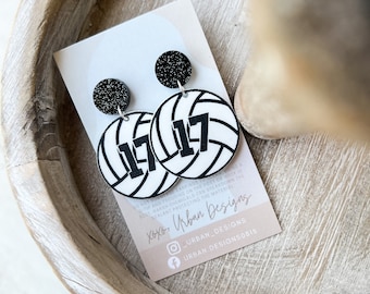 Volleyball Dangle Earring for her, Volleyball season, Volleyball Mom, Volleyball Mom gift, Sport Earring, Volleyball Apparel, Number Earring