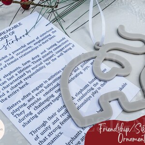Sisterhood Ornament, Friendship Ornament, Elephant Ornament, Gifts for Sisters, Gifts for Friends, Story of the Unbreakable Bond, Sisterhood