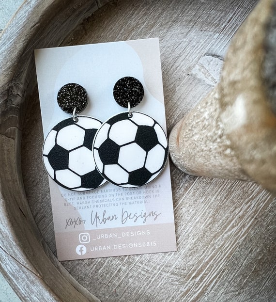Soccer Dangle Earring for her, Soccer season, Soccer Mom, Soccer Mom gift, Soccer gift, Sport Earring, Soccer Apparel, Number Earring