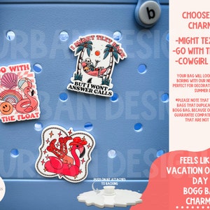 May include: Three colorful, round, vinyl stickers with summer-themed designs. The stickers feature a flamingo on a float, a skull on a beach chair, and a flamingo wearing a cowboy hat. The text on the stickers reads "Go with the float", "I might text back but I won't answer calls", and "Cowgirl Summer".