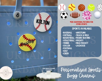 Sport Bogg Charm Personalized, Bogg Bit, Sports Bag, Soccer, Baseball, Softball, Volleyball, Cheer, Golf, Tennis, Hockey, Bag Charm