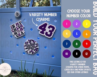 Varsity Number Bit, Sport Bogg Charm Personalized, Bogg Bit, Sports Bag, Soccer, Baseball, Softball, Volleyball, Hockey, Bag Charm