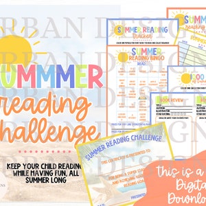Summer Reading Log, Summer Reading Challenge, Reading Tracker, Reading Rewards, Kids Reading Tracker, Summer Book Tracker, Printable