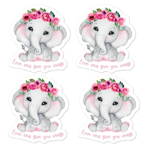 Adesivos Elefante, presente de Natal para o amante de elefantes para laptop, garrafa de água, decalque de elefante, adesivos de animais fofos, 1 ou 4 adesivos