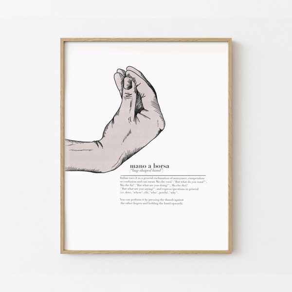 Italian print, Definition print, Italian Hand Gesture, Modern Minimalist, Italian hand gesture, Funny Italian Meme Print, Ma Che Vuoi Print