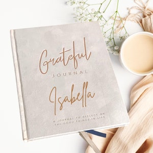 Dankbarkeit Journal, Grateful Journal, Suede Journal, Geschenk für neuen Job, individuelle Planer, Journal Prompts, Mindfulness Journal, mental health