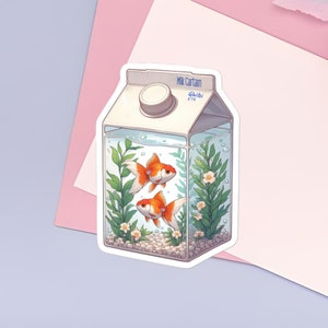 Milk Carton Aquarium with Goldfish Sticker