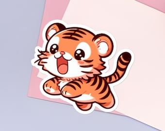 Adorable Happy Baby Tiger Sticker | Vinyl Sticker | Kawaii Sticker | Cute Stationery