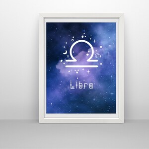 LIBRA Zodiac digital download / Gift for her / Zodiac gifts / Star sign prints / Astrological wall art / Horoscope printable / Virgo art