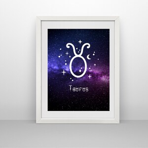 TAURUS Zodiac print / Taurus illustration / Astrology poster / Zodiac sign / Astrological printable wall art / Digital wall art / download