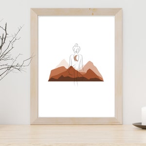Terrain Art Print: bohovrouw, berglandschap (digitale download)