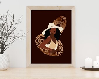 Impressão artística mágica de Black Girl: Mulher com brindes (download digital)