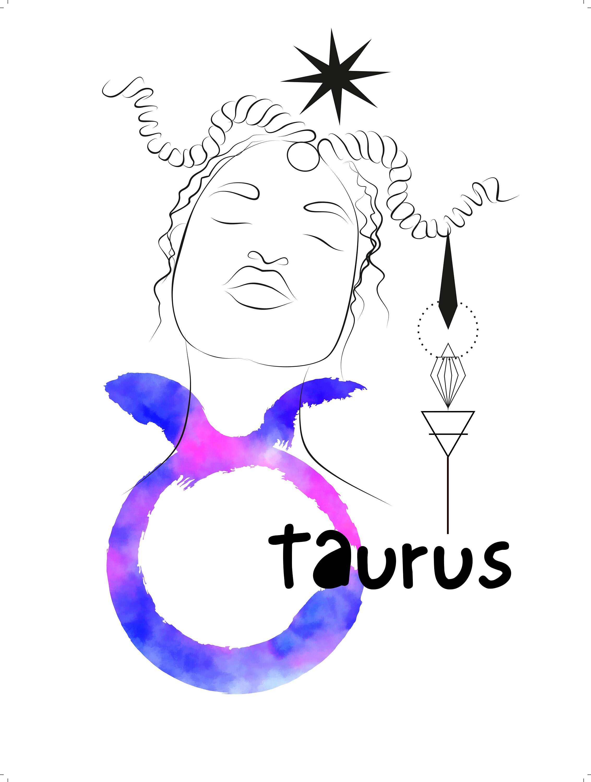 TAURUS / Black Art / Zodiac Wall Printable / Home Decor / - Etsy
