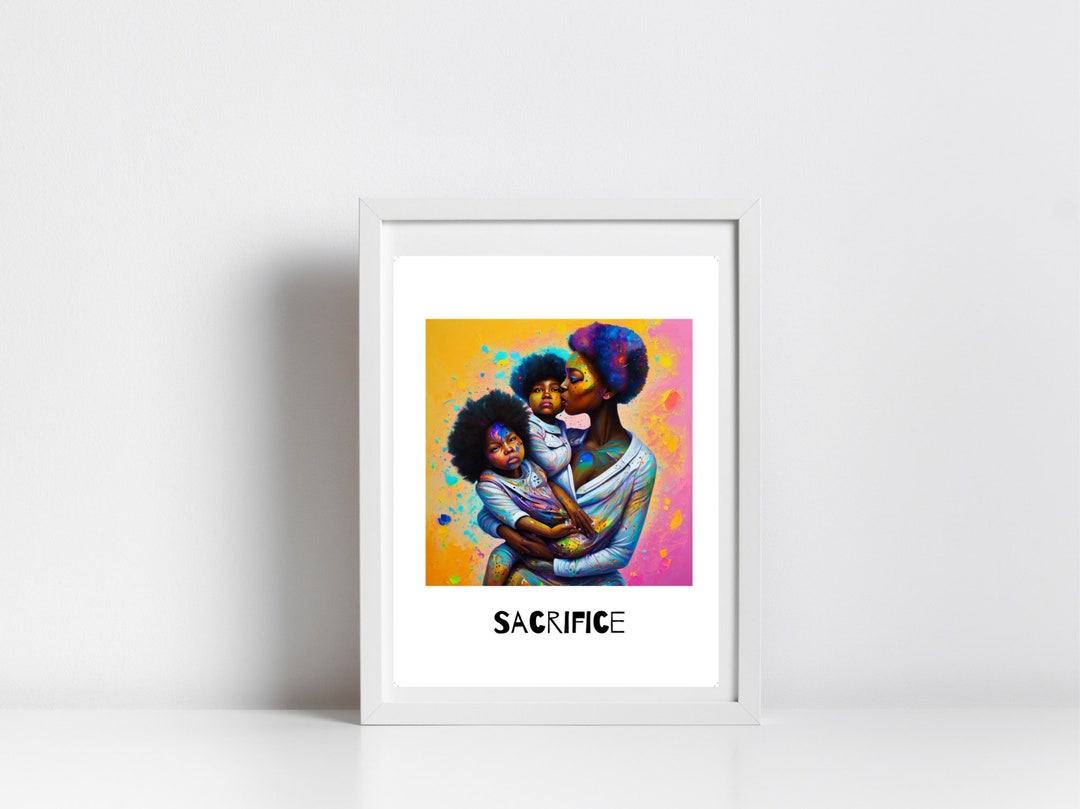 African American Mother and Children Art Print (digital Download) - Etsy