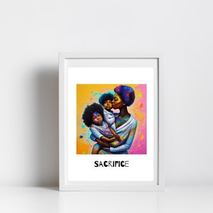 African American Mother and Children Art Print (Digital Download)