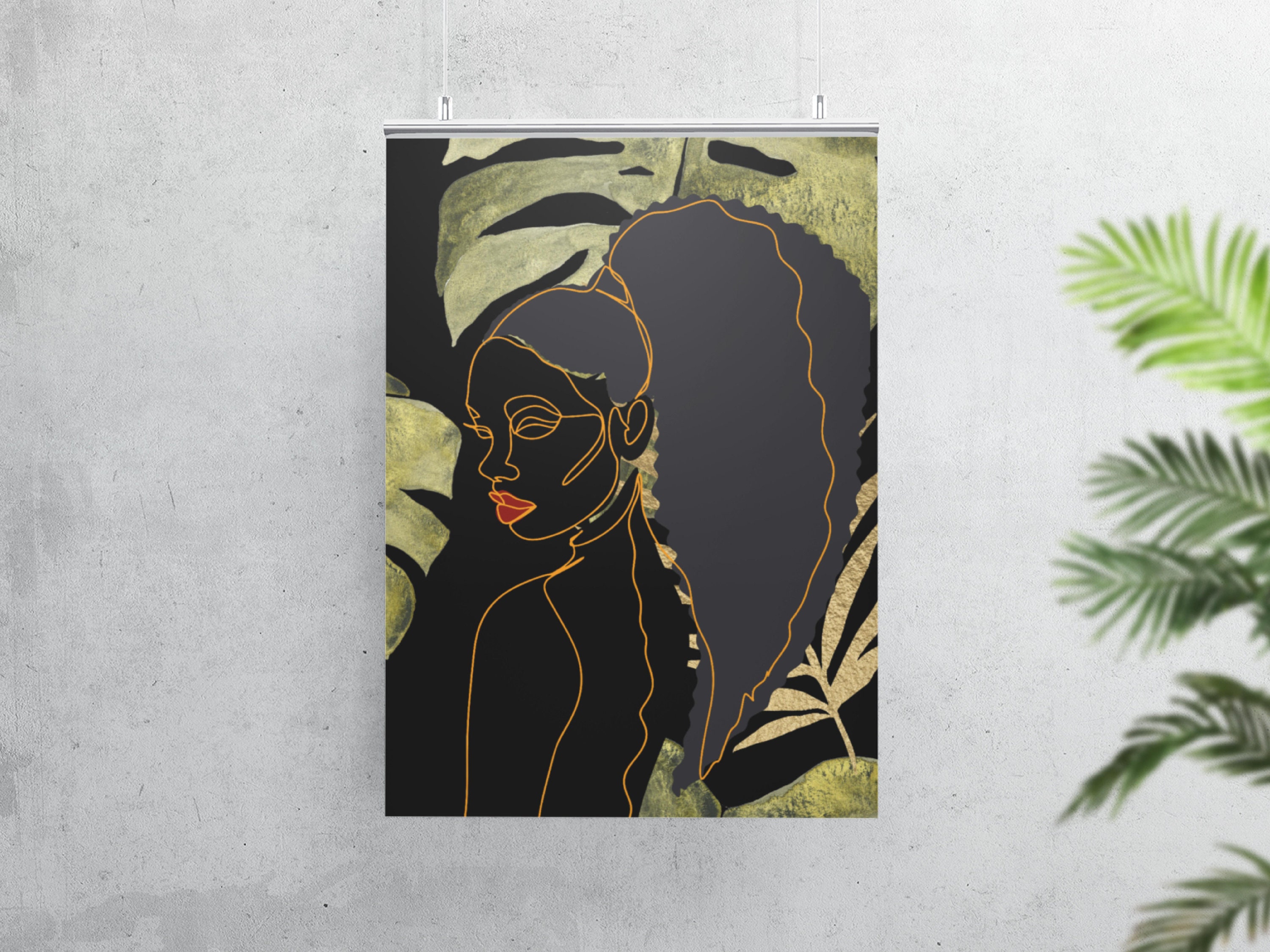 BLACK WALL ART / Plant Art / Boho Art / Black Art Decor / Printable