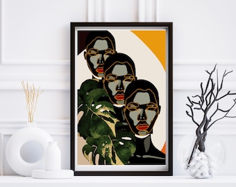 Black Woman Wall Art Digital Download • Melanin Art Print • Urban African American Art • Modern Boho Decor • Printable Instant Download