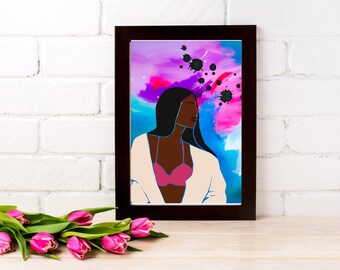 Black Woman Abstract Art Print: Urban Home Decor (Digital Download)