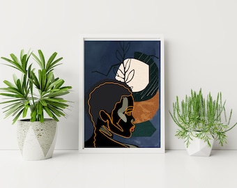 Black Girl Magic Art: African Woman Portrait, Boho Wall Art (Digital Download)