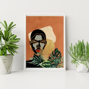 Strength Woman Illustration: Boho African Wall Art (Digital Art Download)