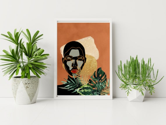 Strength Woman Illustration: Boho African Wall Art (Digital Art Download)