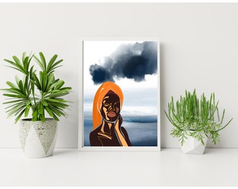 Afro Woman Spa Kunstdruck: Modernes Wohndekor (Digitaler Download)