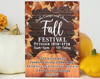 Fall Festival Flyer Template, Editable Fall Festival Invitation, Annual Autumn Festival Flyer Template, Pumpkin Patch Flyer Invite