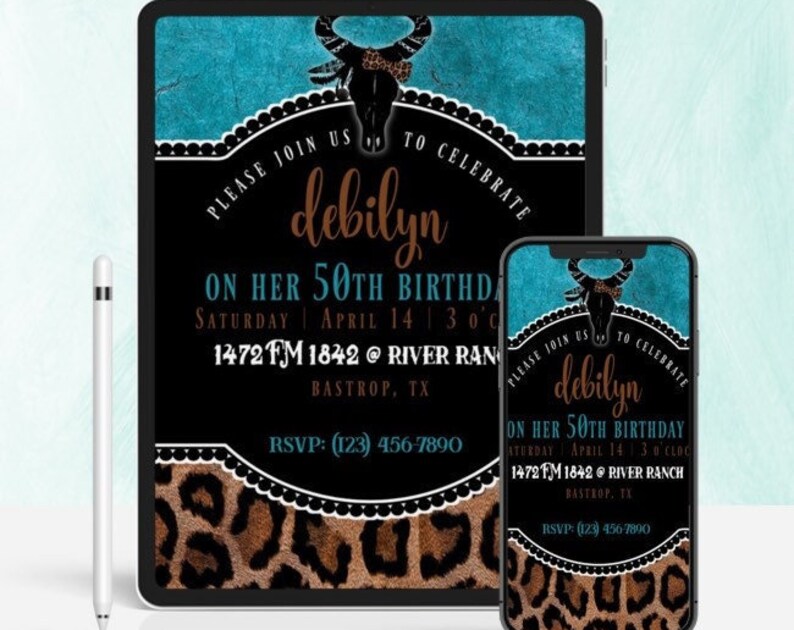 Cheetah Birthday Invitation Template Editable Leopard Print Birthday Invitation Cheetah Print Cowgirl Birthday Western