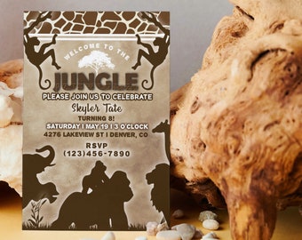 Africa Safari Birthday Invitation Template, Editable African Jungle Birthday Invitation, Editable Africa Invitation