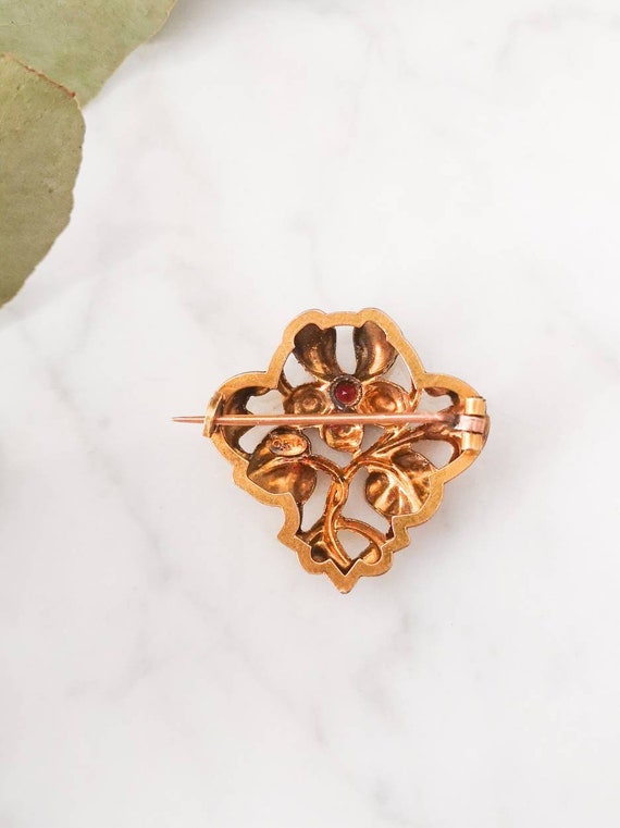 Broche Ancienne Vintage Goldcrest En Fleurs - Bijou Argenté Occasion - Magnifique Décor