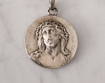 Ave Maria. Art Nouveau Emile Dropsy. Large medal medallion pendent 