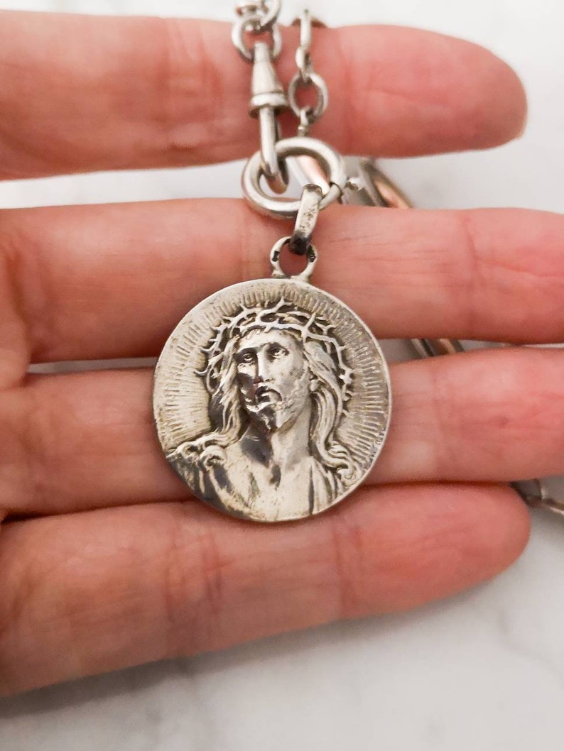 Antique Edwardian Religious Medal Jesus Christ Signed Émile Etsy
