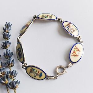 Bracelet Gourmette Ancien Argent Massif 925 – Maille Breloque Art Nouveau