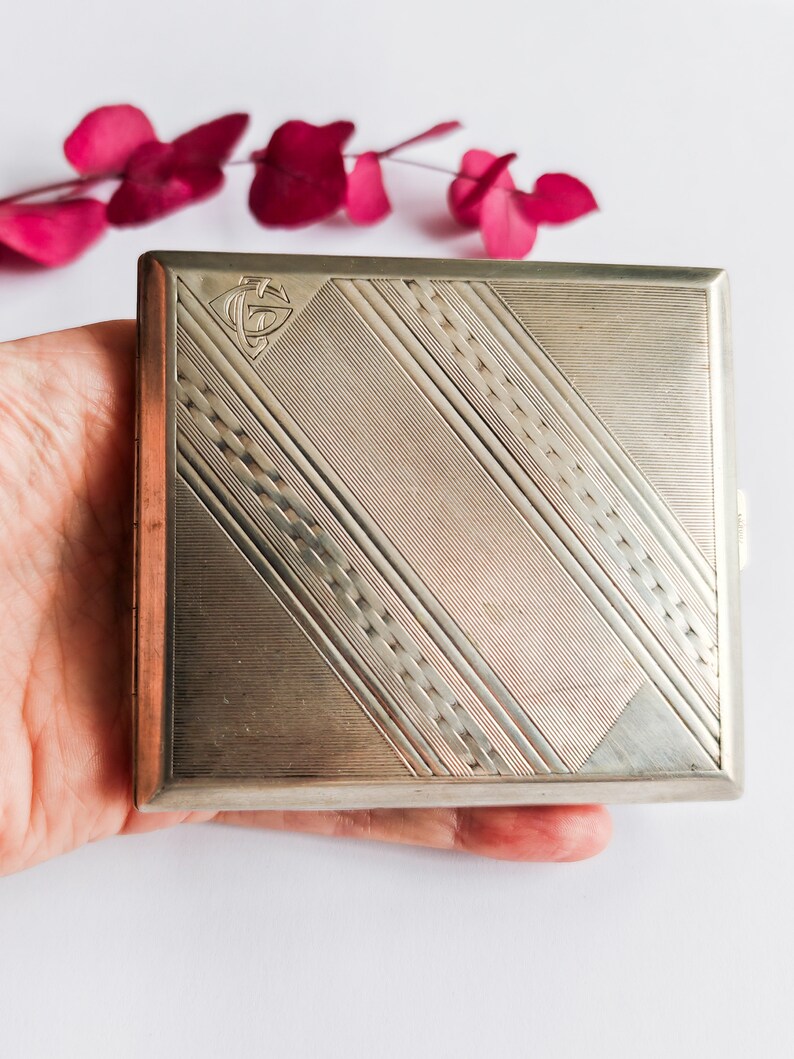 Antique Cigarette Case 800 Silver Monogram GC Art Deco Germany Etsy