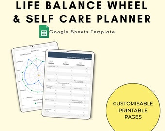 Weekly Self-Care Planner | Digital Life Balance Template | Customisable Google Sheets | Minimalist Workbook | Instant Download
