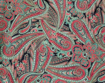 4 Yd RJR Fabric from their "Nativity" line - Green and Red Paisley