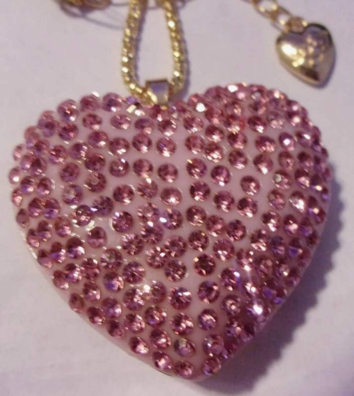 PINK Rhinestone HEART Necklace Betsey Johnson Gift for her Etsy