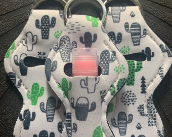 One Lip Balm Holder Keychain - Black and Green Cactus - Plant Lover - Chapstick Holder Keychain