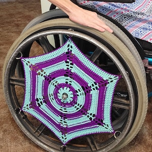PDF DIGITAL Crochet Pattern Wheelchair with Text & Photos Wheel Cover Metal Rings Guard Wheelchair Decoration Crochet Mandala Wheel Fractal