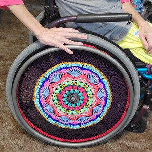 PDF DIGITAL Crochet Pattern Wheelchair with Text & Photos Links Wheel Cover Guard Wheelchair Decoration Crochet Wheel Mandala Wheel Fractal